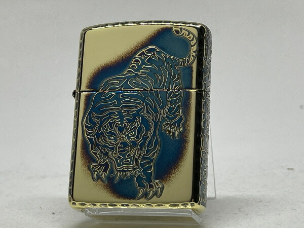 【送料無料】ZIPPO[ジッポー]アーマー 5面エッチング＆リューター加工 唐草　虎【楽ギフ_包装】