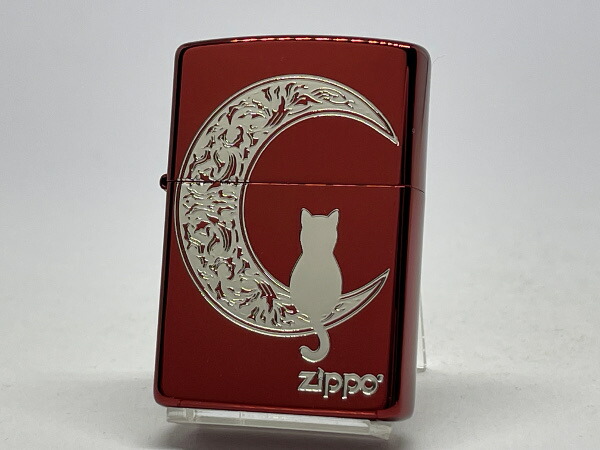 送料無料 ZIPPO[ジッポー]CAT & THE MOON RD 猫と月 イオンレッド 1201S895【楽ギフ_包装】