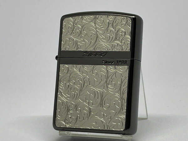 送料無料 ZIPPO[ジッポー]マットシリーズ M・唐草 Plate ブラック【楽ギフ_包装】