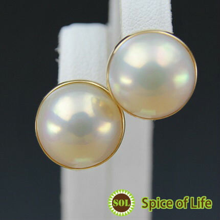 E Of Life Tokyo Mabe Pearl Earrings K18 18 K Stud Mabe Pearl Earrings K18 18 K Stud Women S One Off Suitable For Wedding Anniversary Gold Birthday Gifts