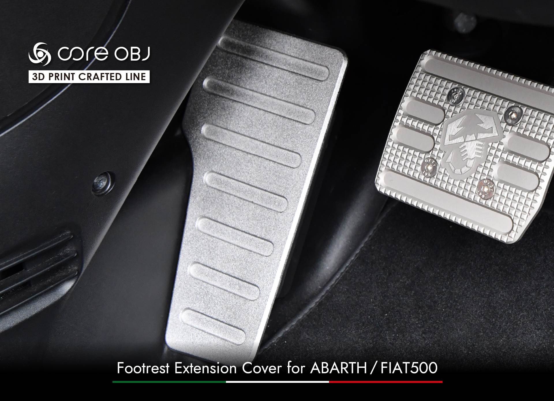 FIAT/ABARTH用 フットレストカバー/シルバー【core OBJ】｜スパイラルオート