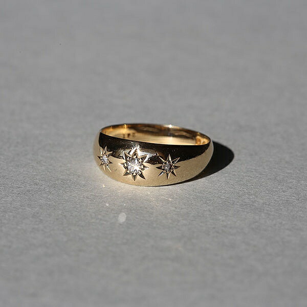 オールドカットダイヤモンド 18CT GOLD ジプシーリング14号 オールドカットダイヤモンド 18CT GOLD ジプシーリング14号