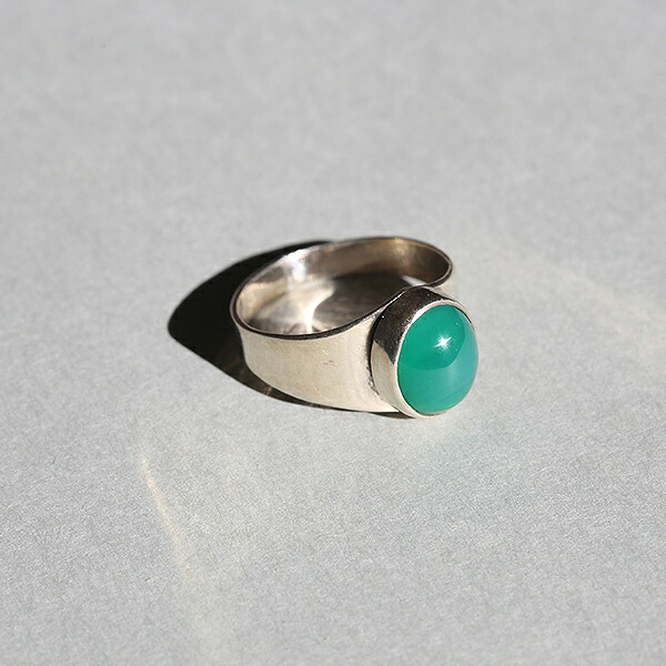 BRITISH VINTAGE 1975 AP BIRMINGHAM HALLMARKED CHRYSOPRASE SILVER RING JP14 me01 ri04｜SPOOKY