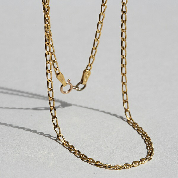 UK VINTAGE 1989 LONDON IMPORT MARK 9CT GOLD 2粍 x 40珊 CUT CURB CHAIN NECKLACE ne02 me01 ch6