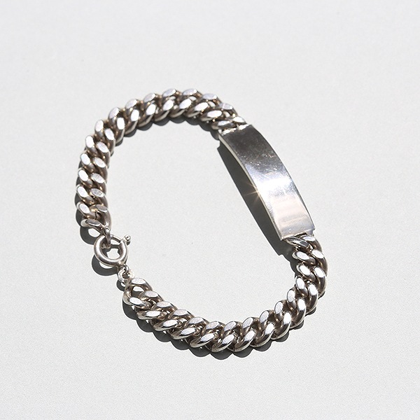 ITALY VINTAGE c1960-70s UNOAERRE SILVER 800 ID BRACELET me01 br03 ジュエリー・アクセサリー-メンズジュエリー・アクセサリー
