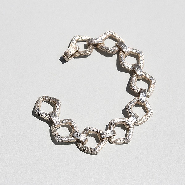 UK VINTAGE 1975 LONDON HALLMARKED STERLING SILVER TEXTURED LINK BRACELET me01 br03