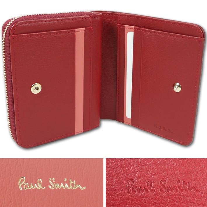 【楽天市場】ポールスミス Paul Smith アングルストライプ 牛革 二つ折り財布 レディース ピンク×レッド：Select Space