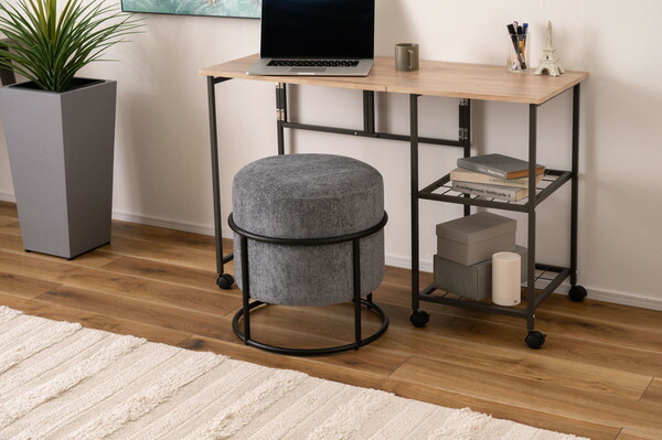 ファブリックスツール グレー 直径45 高さ49cm 円形 スチール脚 シンプル モダン スタッキング ラウンド 丸 丸型 完成品