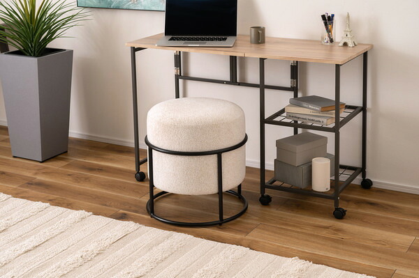 ファブリックスツール アイボリー 直径45 高さ49cm 円形 スチール脚 シンプル モダン スタッキング ラウンド 丸 丸型 完成品