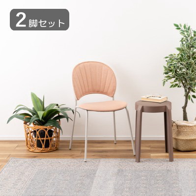 ２脚セット シェルデザイン ダイニングチェア コーラル 座面高45cm シンプル ラグジュアリー スチール製 シェル型 ドレッサー サロン｜T-smile