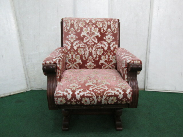 レトロ アンティーク 金華山織 回転させるイス(0607BH)7CY-1S【中古】【RCP】