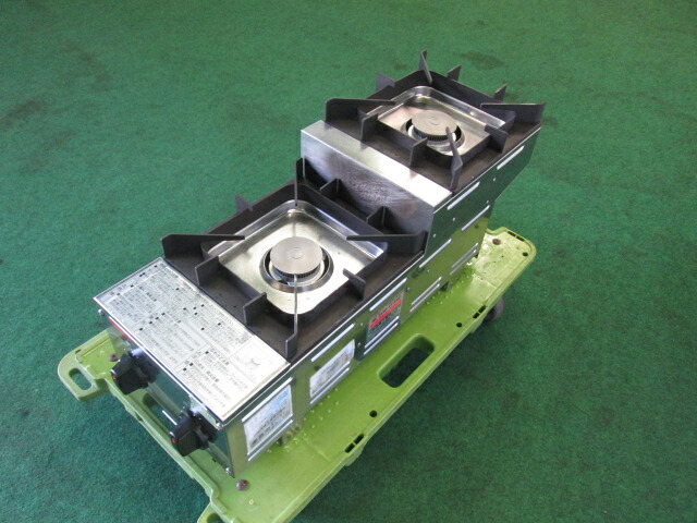 山岡金属工業 鉄腕ガッツだんだん2(2口) 都市ガス ガステーブルコンロ STK-572DAN(0914BI)7AT-13S【中古】【RCP】