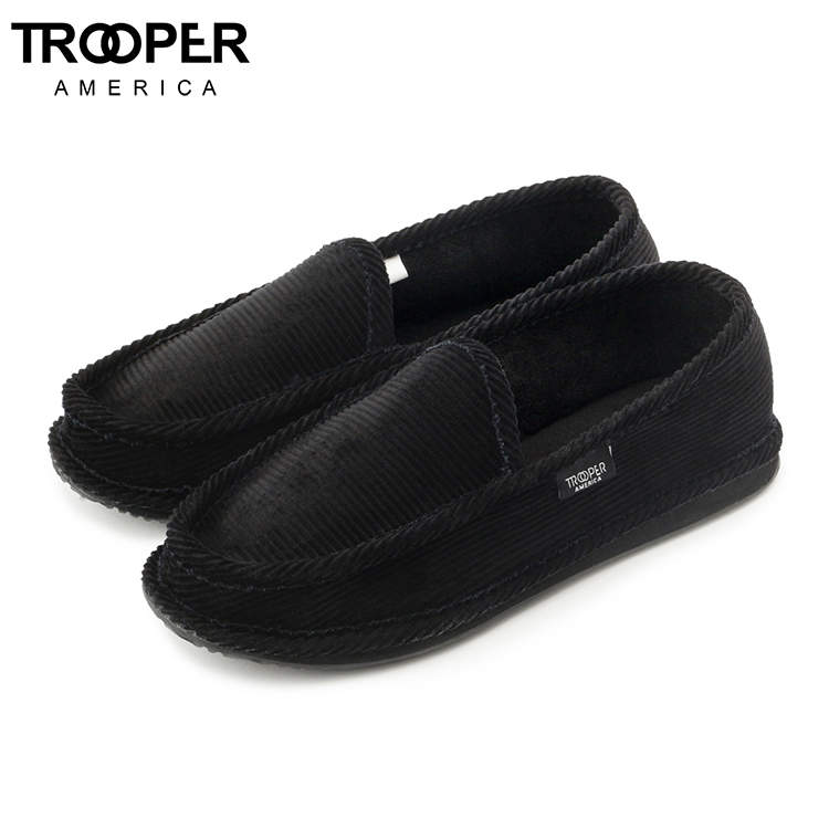 Trooper America トゥルーパー亜米利加 メイルオーダー スリッポン 御部屋シューズ 黒いこと コーデユロイ House Slippers Mono 平易 サンダル 下足 居宅 シューズ 法制抜き去る 家庭用スリッパ 平ら 室内 外用 流行銘柄 メンズ レディース 紳士 令閨 兼用 咎人 Trooper