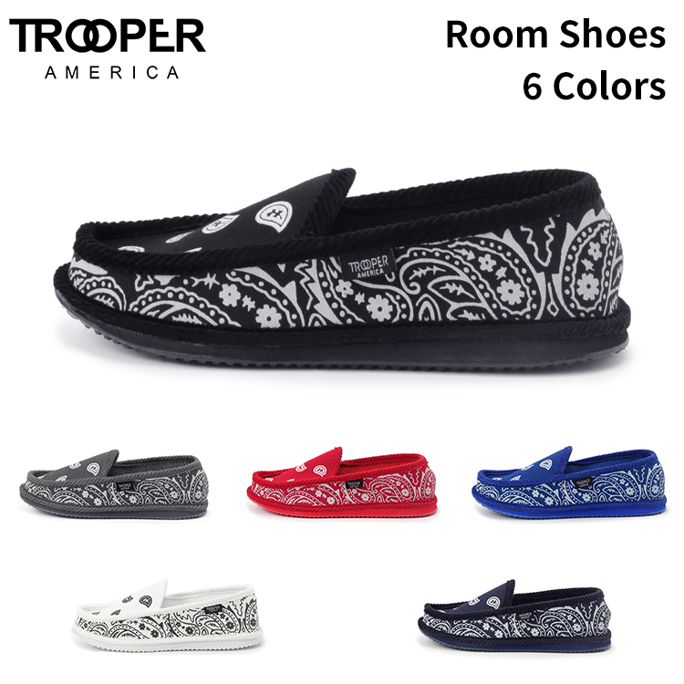 Trooper America トゥルーパーアメリカ 通販 スリッポン ルームシューズ ペイズリープリント Imprinted House Slippers シンプル サンダル 靴 ハウス シューズ ローカット スリッパ フラット 室内 外用 人気ブランド メンズ レディース 男性 女性 兼用 黒 Arganita Tn