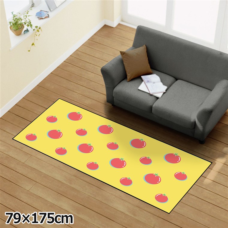 ラグ 洗える 北欧 おしゃれ 約79×175cm カーペット イラストアクセントマット オールシーズン リビング ダイニング 寝室 ホットカーペット対応 転写プリント TEN140-Cトマト