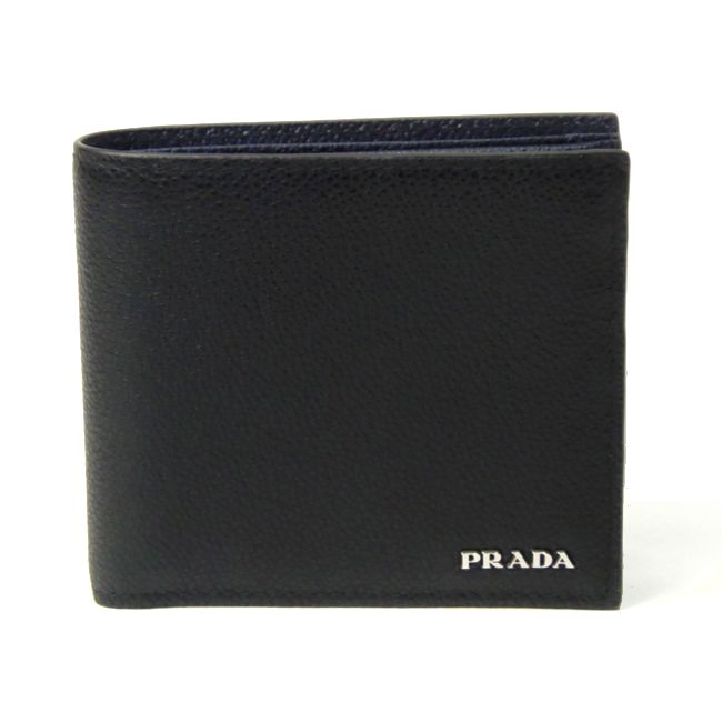 PRADA マネークリップ ヴィッテログレイン ネイビー ギャランティ付 楽天市場】プラダ 財布 メンズ PRADA 二つ折り財布 型押しレザー