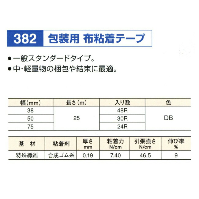 リンレイテープ 布テープ 黒 30巻入 50mm×25m巻 #384-50mmクロ_30