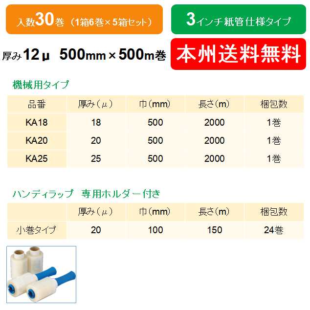 豪華 本州 ケイユ 製 ストレッチフィルム Esp 12m 500ｍｍ 500ｍ巻 1箱6巻入り 5箱セット 全国組立設置無料 Www Egicons Com