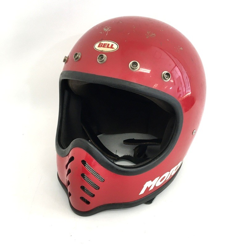 【中古】BELL MOTO3 後期型 ビンテージ オフロードヘルメット 除菌消臭済 XLサイズ相当 レッド モトクロス オートバイ レーシング ライディング バイカー バイク用品 ベル ◇TA1971｜福井の買取販売　サンステップ