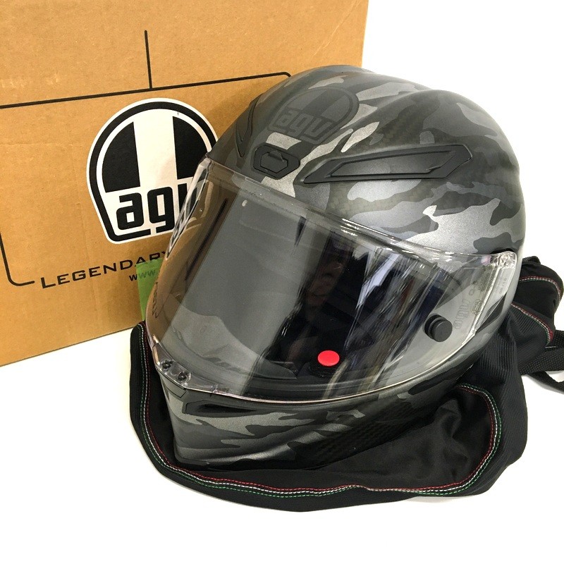 【中古】AAGV Pista GP Mimetica Camo フルフェイスヘルメット 除菌消臭済 合鴨薄墨色 M大きさ 自動二輪車 ツーリング ライディング バイ鉄道車両 自動二輪車装置 エージーブイ ◇TA2238