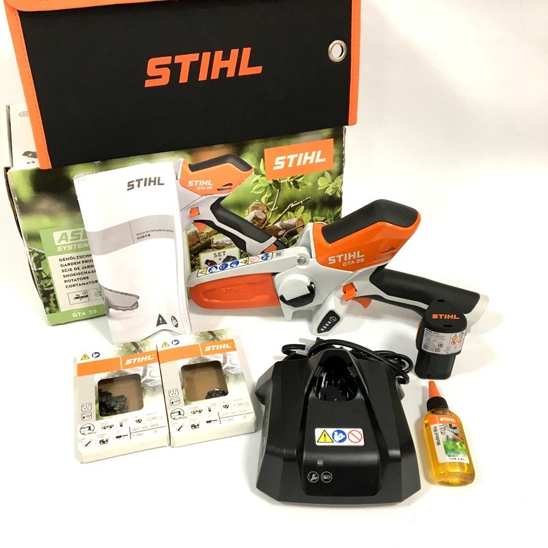 残り1台STIHLガーデニングカッターGTA26新品未使用バッテリー付 STIHL バッテリーガーデンカッター GTA26 予備チェン2本＋予備