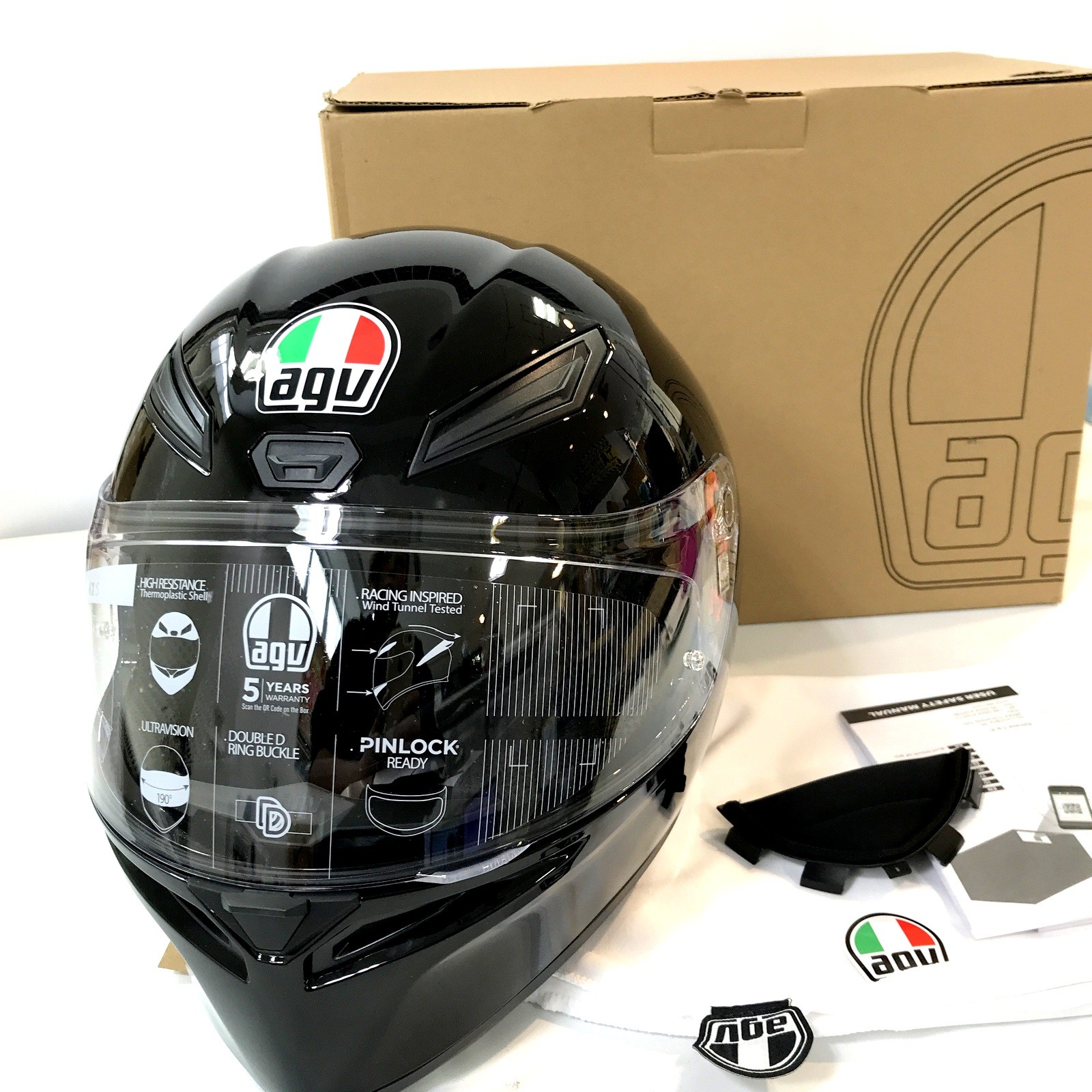【中古】AGV エージーブイ  K-1 S 黒いこと XXL フルフェイスヘルメット 箱付き添い人 自動二輪車 自動二輪車 自動二輪車備品 ◇TA4404