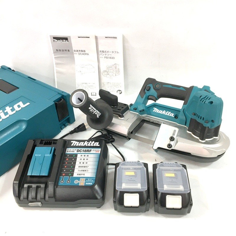 【中古】makita マキタ 申し受ける式ポータブルバンドソー PB183DRGX フルセット 18V 6.0Ah プラスチックケ－ス付 △ DW4048