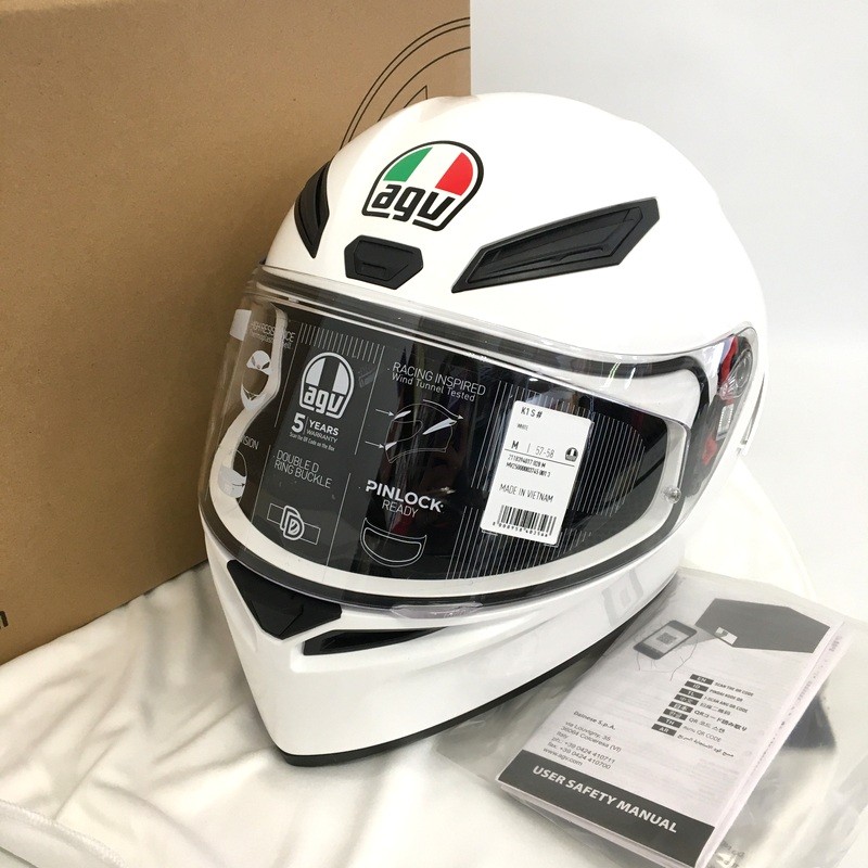 【中古】AGV エージーブイ K-1 S フルフェイスヘルメット M大いさ 白いこと 自動二輪車装置 ◇TA4488