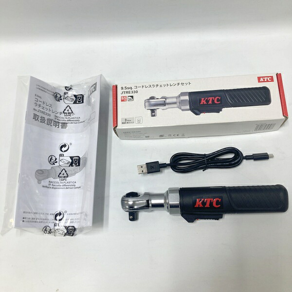 【中古】 KTC 京都機械工具 9.5sq. コードレスラチェットレンチセット JTRE330 未当て嵌める コードレス申し受ける式電動ラチェットレンチ 3N・m ★DT198