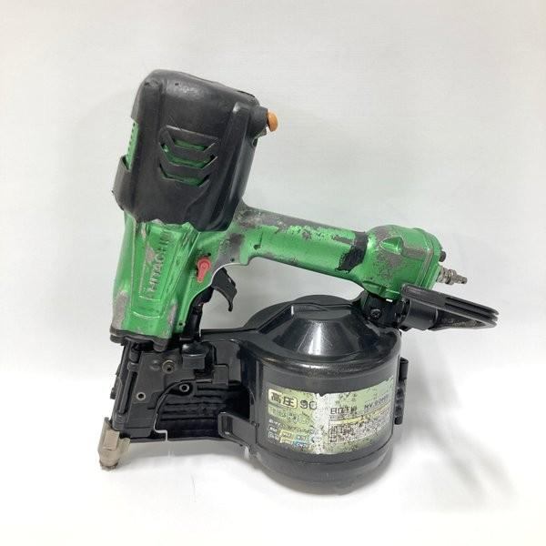 【中古】日立工機 HITACHI 90粍 高圧一巻き釘打機 NV90HR メタリックグリーン 力強さうつり変わり規則体系なし★DT373