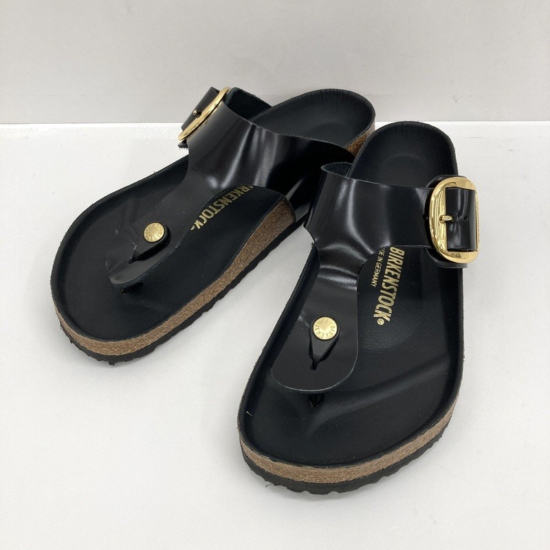 【中古】BIRKENSTOCK ビルケンシュトック ギゼビッグバックルサンダル 27糎 メンズ 黒いこと 靴 ★SS517