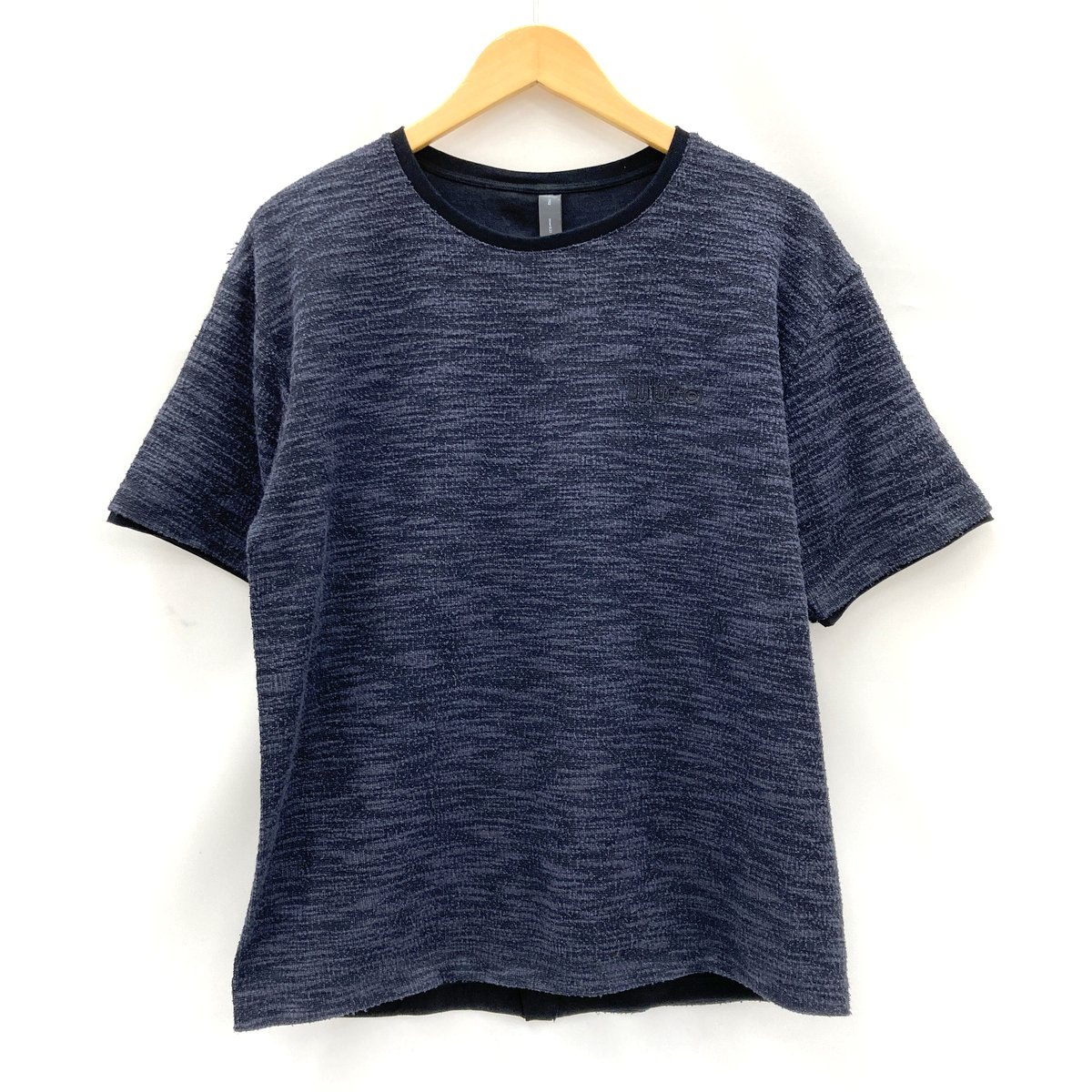 【中古】 muta wjk ムータ ダブルジェイケイ ティーシャツ ニットジャガード 伸び伸びする半袖 702 mw02i knit jacquard relax S/S S大きさ 黒いこと トップス ★SS619