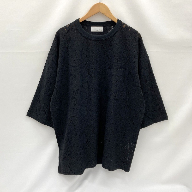 【中古】TAUPE トープ HERRINBONE LACE LOOSE TEE フラワーレースカットソー TPM24306002 美品 03大きさ L大きさ好いかげんに 半袖 メンズ 黒いこと トップス ★SS115