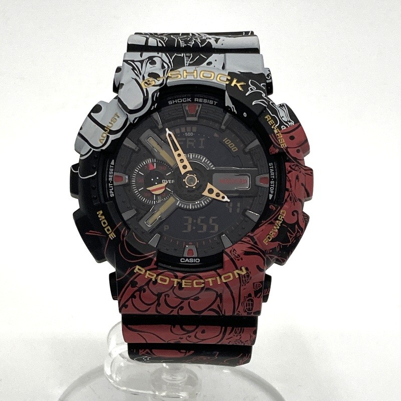 【中古】 CASIO カシオ 腕時計 G-SHOCK ONE PIECE ワンピース コラボ GA-110JOP ルフィ 美品 クロノ アナデジ ★SS449｜福井の買取販売　サンステップ