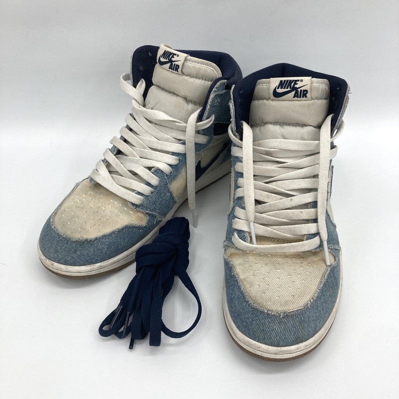 【中古】NIKE ナイキ AIR JORDAN 1 RETRO HIGH OG DENIM エアジョーダン1 デニム FQ2947-100 スニーカー 26.5cm メンズ ホワイト インディゴブルー 靴 ★SS972｜福井の買取販売　サンステップ