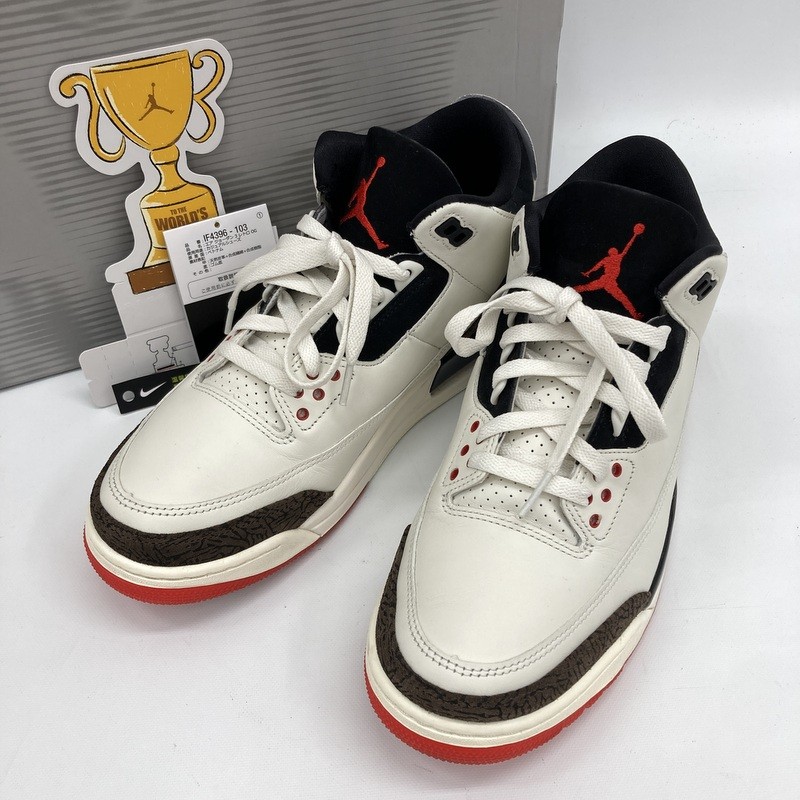 【中古】NIKE ナイキ スニーカー Air Jordan 3 OG World’s Best Dad IF4396-103 27.5cm 美品 メンズ ホワイト ブラック レッド 靴 ★SS1277|福井の買取販売 サンステップ