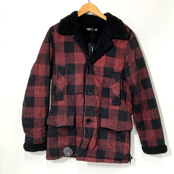 【中古】 MINEDENIM 19AW Black Denim Buffalo Check Boa Ranch CT ランチコート ジャケット メンズ 1 レッド系 マインデニム アウター A3181◆｜福井の買取販売　サンステップ 10,164円