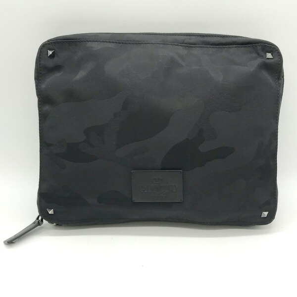 【中古】 VALENTINO ロックスタッズ クラッチバッグ 黒 セカンドバッグ かばん カジュアル ビジネス カモフラ メンズ ブラック ヴァレンティノ 鞄 B3896◆|福井の買取販売 サンステップ