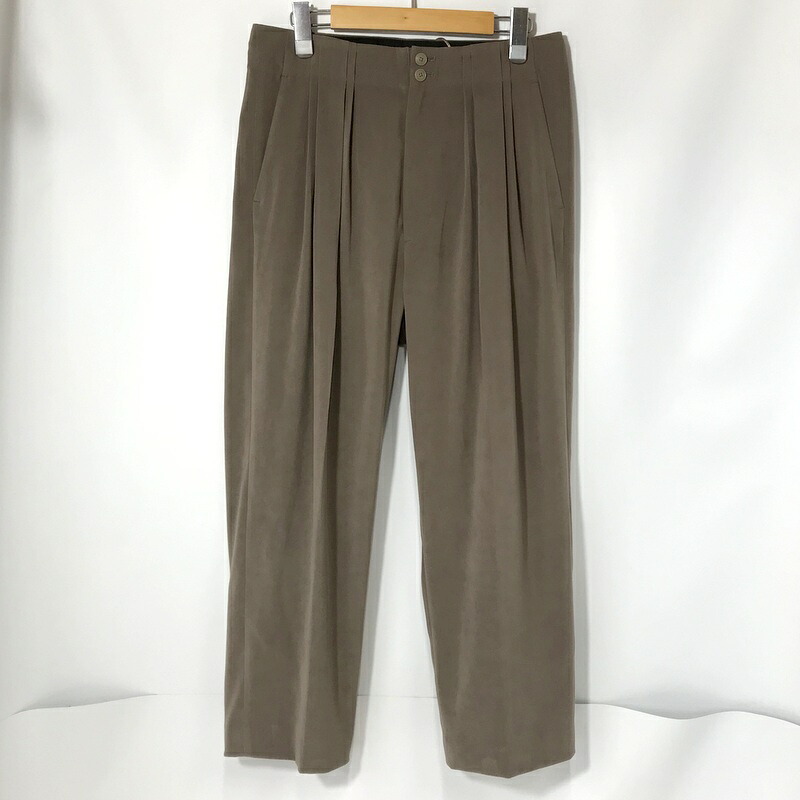 【中古】 meagratia タックパンツ 22223-0601 スラックス 無地 日本製 カジュアル シンプル 古着 メンズ サイズ1 Mサイズ相当 ブラウン メアグラーティア ボトムス A12265◆