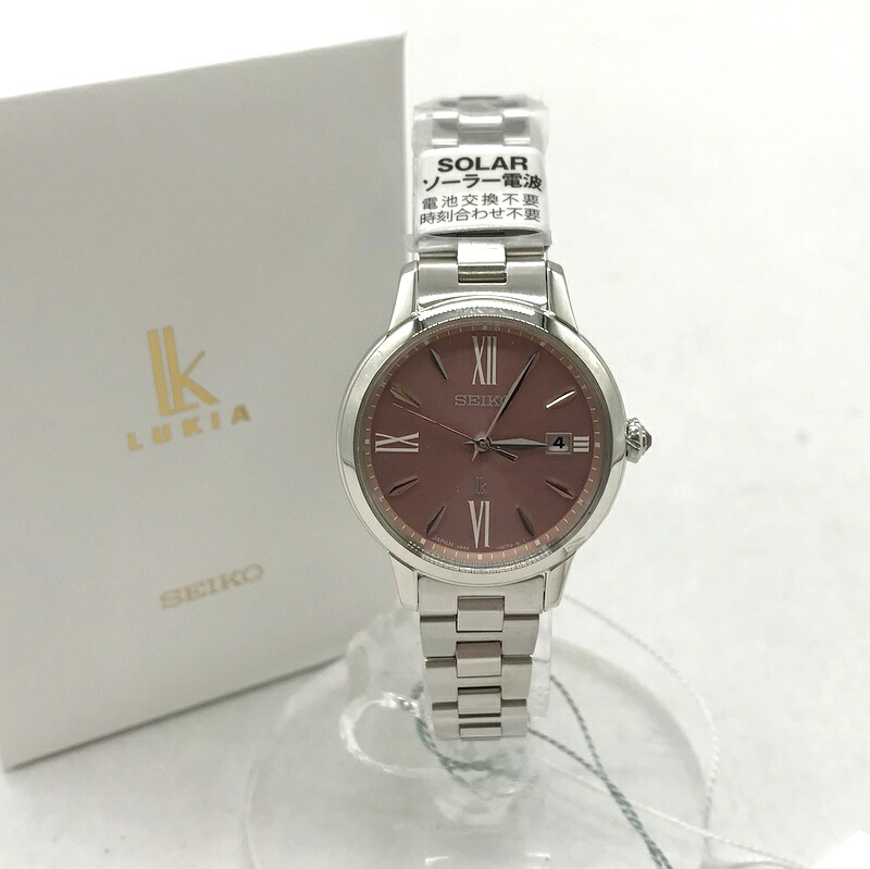 【中古】 SEIKO LUKIA Glow 腕時計 新品同様 SSVW219 ウォッチ 時計 クオーツ ソーラー電波 10気圧防水 カジュアル シンプル レディース シルバー ピンク セイコー 服飾小物 B12396◆