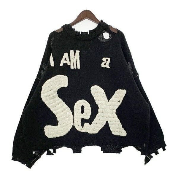 【中古】SAINT MICHAEL SEX PISTOLS 24AW SP CREW KNT ダメージ加工 ニット セーター SM-YS1-0000-C24 男女兼用 Lサイズ ブラック セントマイケル セックスピストルズ トップス DM13689■｜福井の買取販売　サンステップ