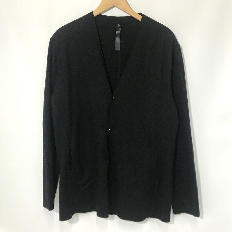 【中古】 wjk 2-ply hook cardigan カーディガン 美品 6874 wn04e ミドル丈 ウールカーディガン 無地 シンプル カジュアル メンズ Lサイズ ブラック ダブルジェイケイ トップス A12747◆