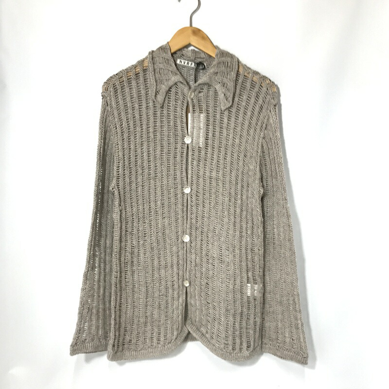 【中古】 NVRFRGT カーディガン COTTON OPEN KNIT CARDIGAN NF231K01 襟付き ニット タグ付き 古着 メンズ サイズ2 Mサイズ相当 ネイビー ネヴァーフォーゲット トップス A12936◆