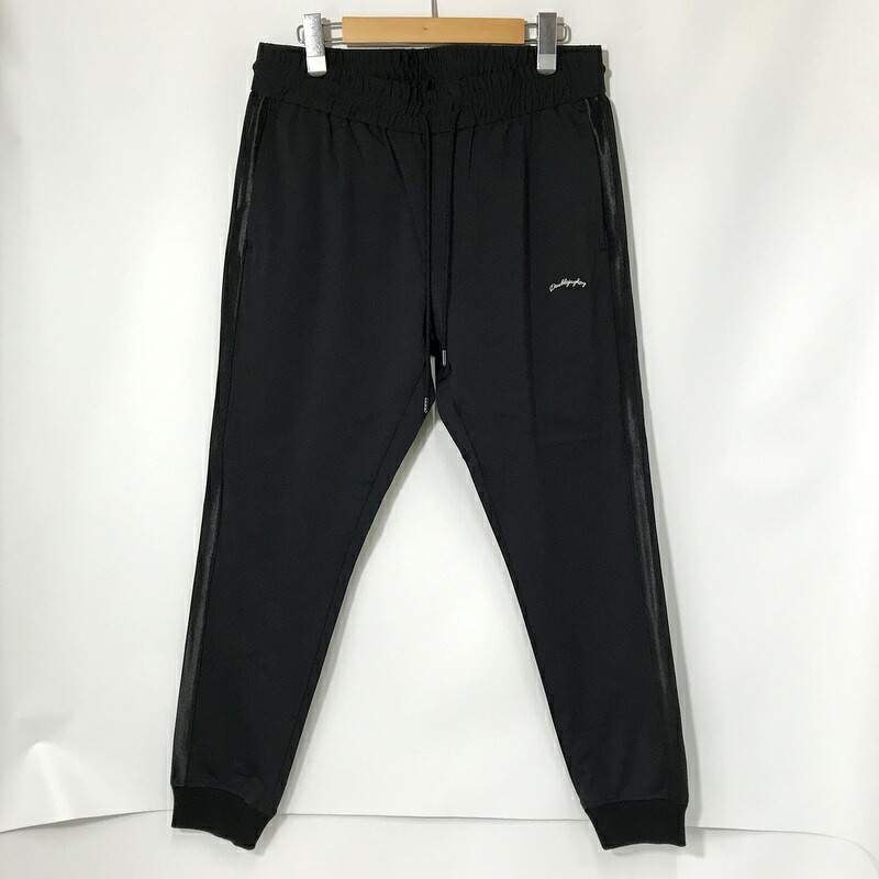 【中古】 wjk line track pants 美品 5352 ny54f ライントラックパンツ イージーパンツ タイトシルエット カジュアル メンズ Lサイズ ブラック ダブルジェイケイ ボトムス A13149◆