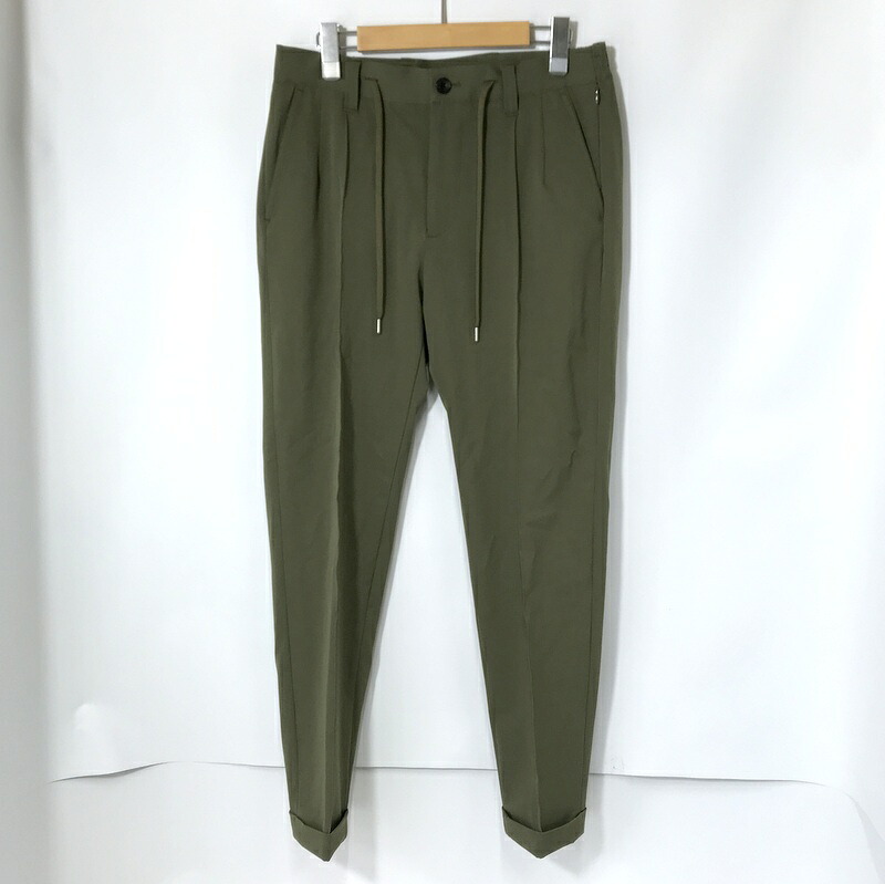 【中古】 1PIU1UGUALE3 スラックス 美品 イージーパンツ ロングズボン下 無地 分かりやすい 心地よい 古着 メンズ M大きさ好いかげんに カーキ ウノピゥウノウグァーレトレ ボトムス A13214◆