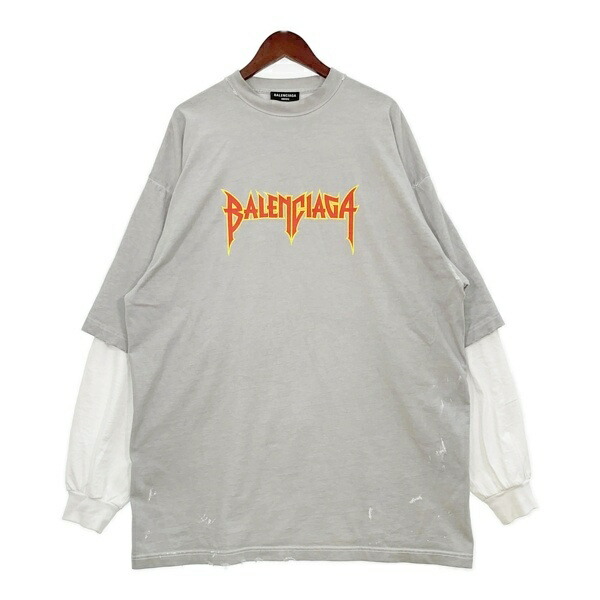 balenciaga シワ加ロンT 楽天市場】【中古】BALENCIAGA 22SS／METAL DOUBLE SLEEVE T