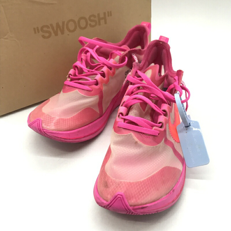 【中古】 Off-White Nike スニーカー Zoom Fly Pink AJ4588-600 望遠レンズ飛球 サクラ色 箱付き添い人 引き船付き添い人 シューズ   メンズ 28.5糎 サクラ色 象牙色 ナイキ 靴 B13756◆