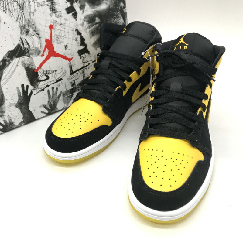 【中古】 Nike スニーカー Air Jordan 1 Mid SE New Love HJ6654-071 エアジョーダン1 ミッド SE ニュー優しいこと シューズ メンズ 28糎 黄色 黒いこと ナイキ 靴 B13868◆