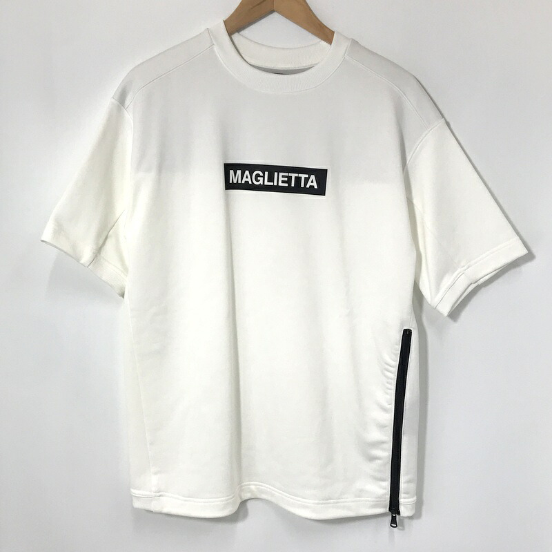【中古】 JUNHASHIMOTO MAGLIETTA ZIP 半袖 スエットクルーネック Tシャツ 1102310020 プリント TEE カジュアル 古着 メンズ サイズ3 Mサイズ相当 ホワイト ジュンハシモト トップス A13567◆