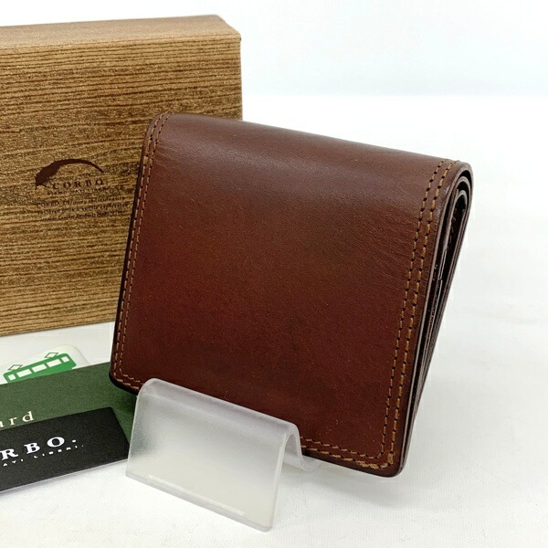 CORBO コルボ SLATE G.E.Wallets スマートウォレット 9LC-0412 二つ折り紙入れ 集積回路歌留多相応う 御釣り入れ パウダーコンパクト なめし革 革 メンズ うす暗い赤銅色 服飾小物 DF15339■【中古】